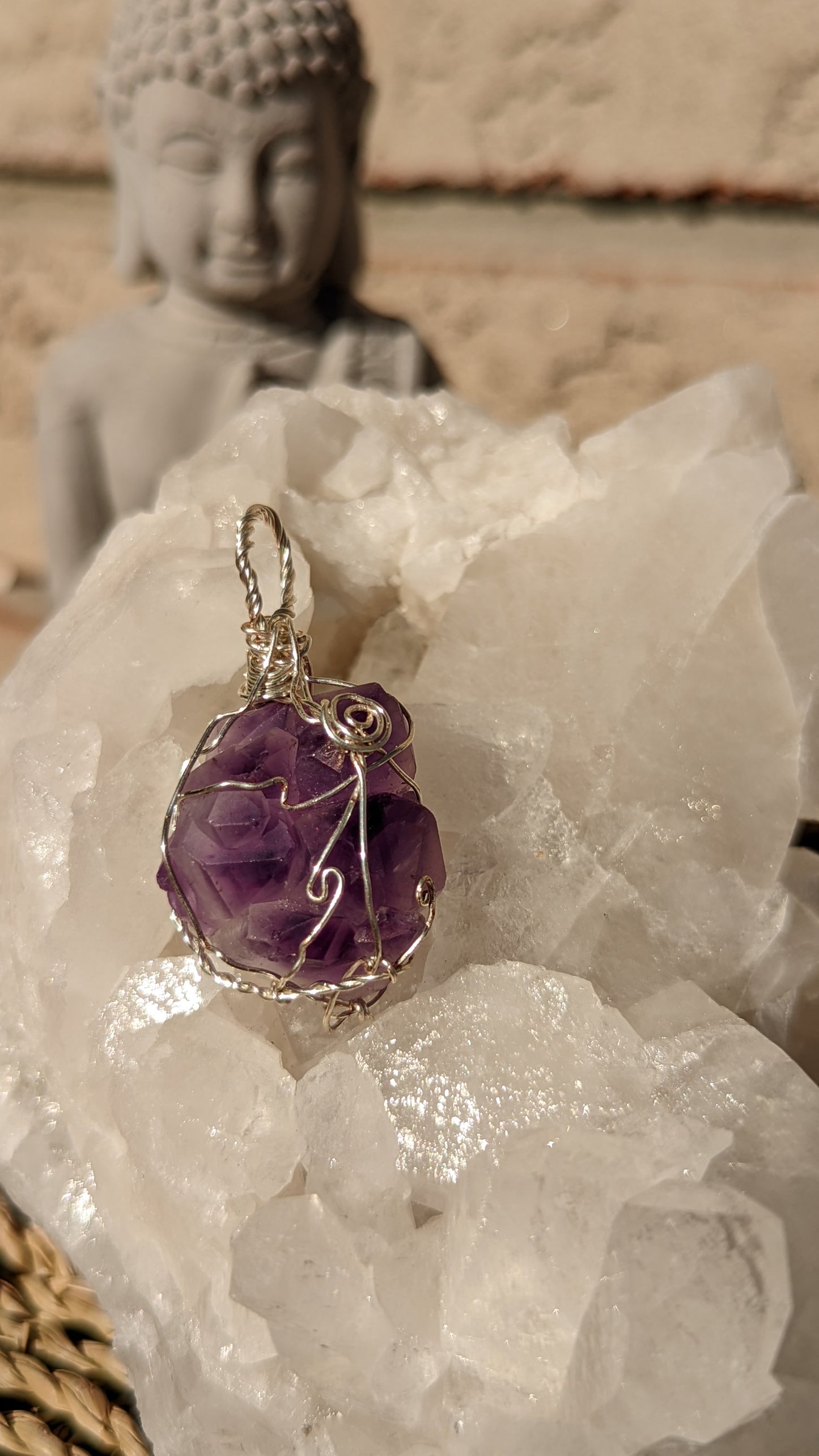 Amethyst Cluster Pendant || Silver Wire Wrapped Necklaces || Crystal Necklace || Healing Jewelry || Inspired Vibrations