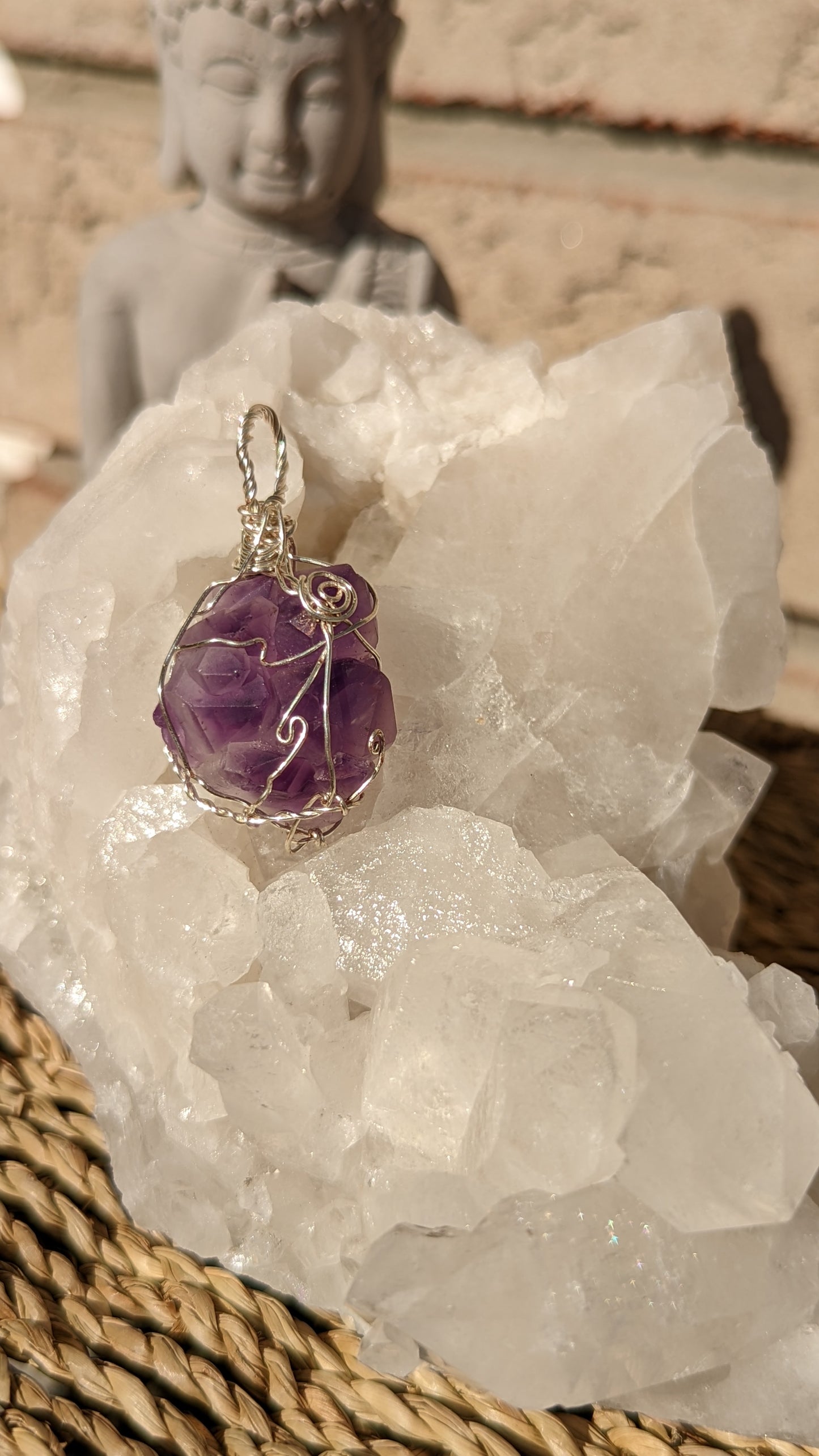 Amethyst Cluster Pendant || Silver Wire Wrapped Necklaces || Crystal Necklace || Healing Jewelry || Inspired Vibrations