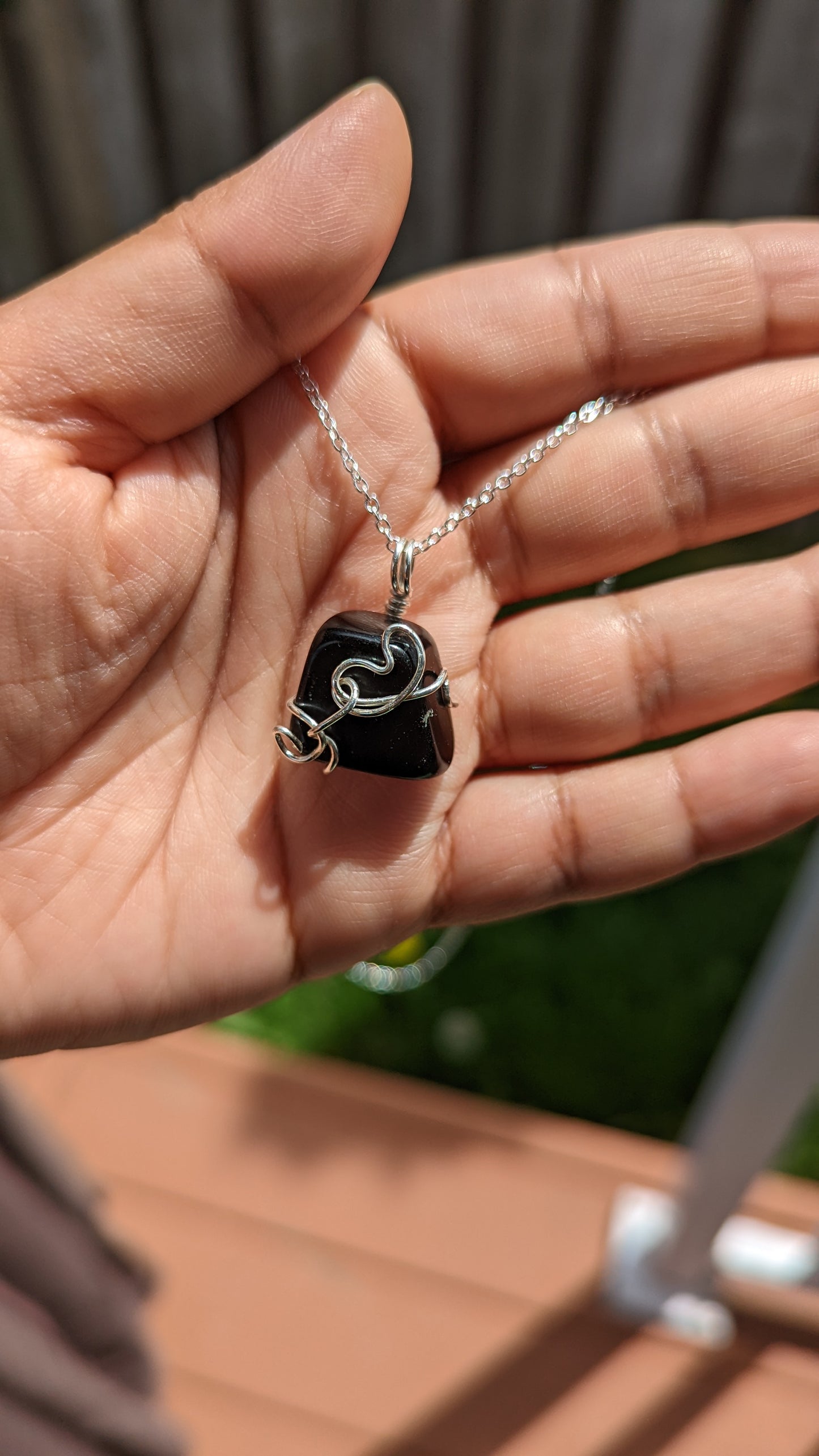 Black Obsidian Cube Pendant | Silver Wire Wrapped Necklaces | Crystal Necklace | Healing Jewelry | Inspired Vibrations