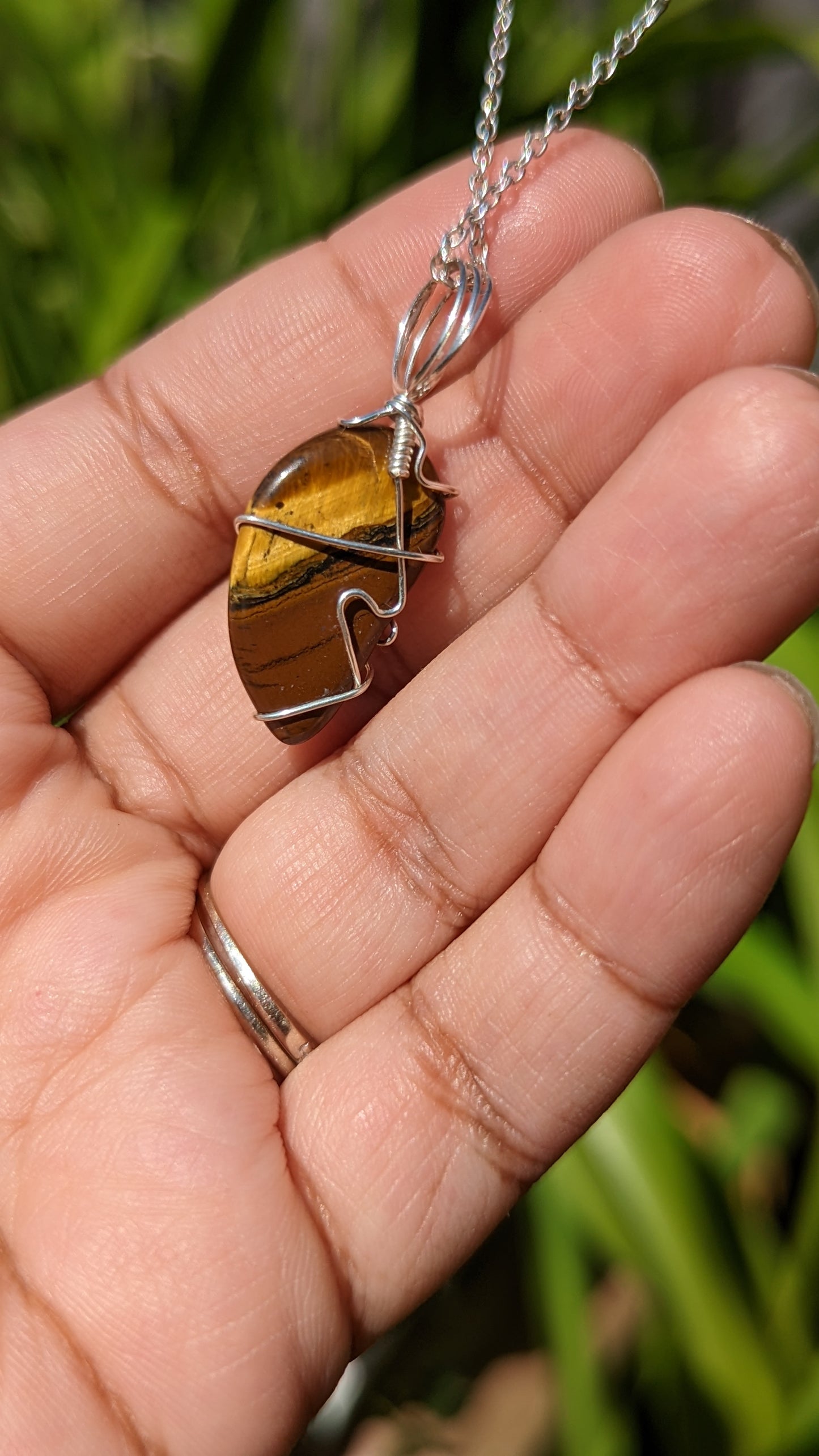 Tigers Eye Pendant | Wire Wrapped Necklaces | Crystal Necklace | Healing Jewelry |