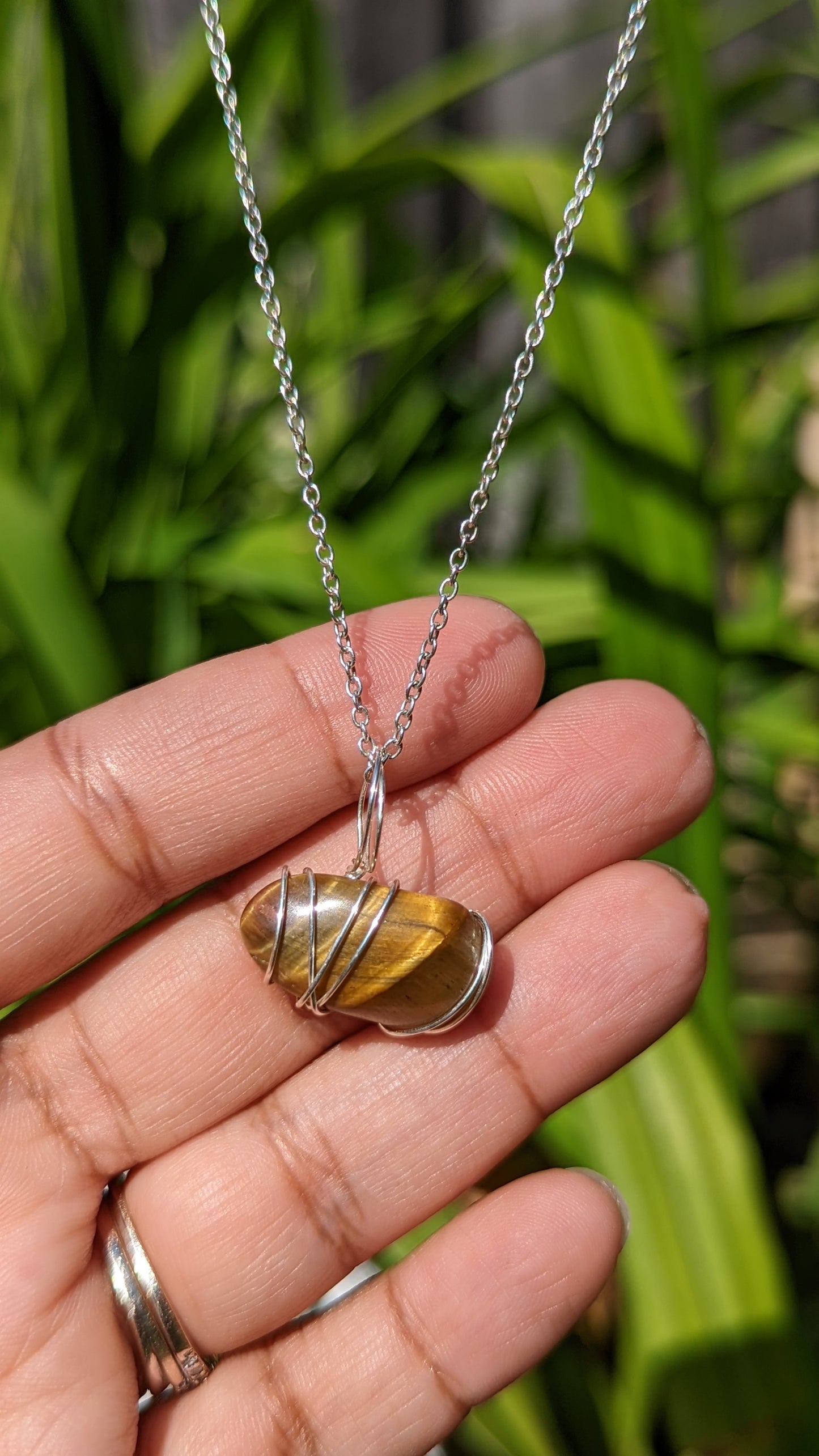 Tigers Eye Pendant | Wire Wrapped Necklaces | Crystal Necklace | Healing Jewelry |