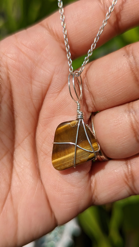 Tigers Eye Pendant | Wire Wrapped Necklaces | Crystal Necklace | Healing Jewelry |