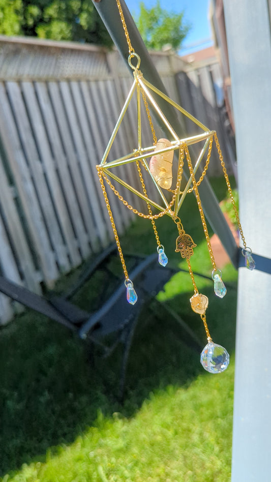 Large Crystal Suncatcher || Custom Suncatcher || Wire Wrapped Crystal Suncatcher || Boho || Genuine Crystals|| Healing Décor || Inspired Vibrations