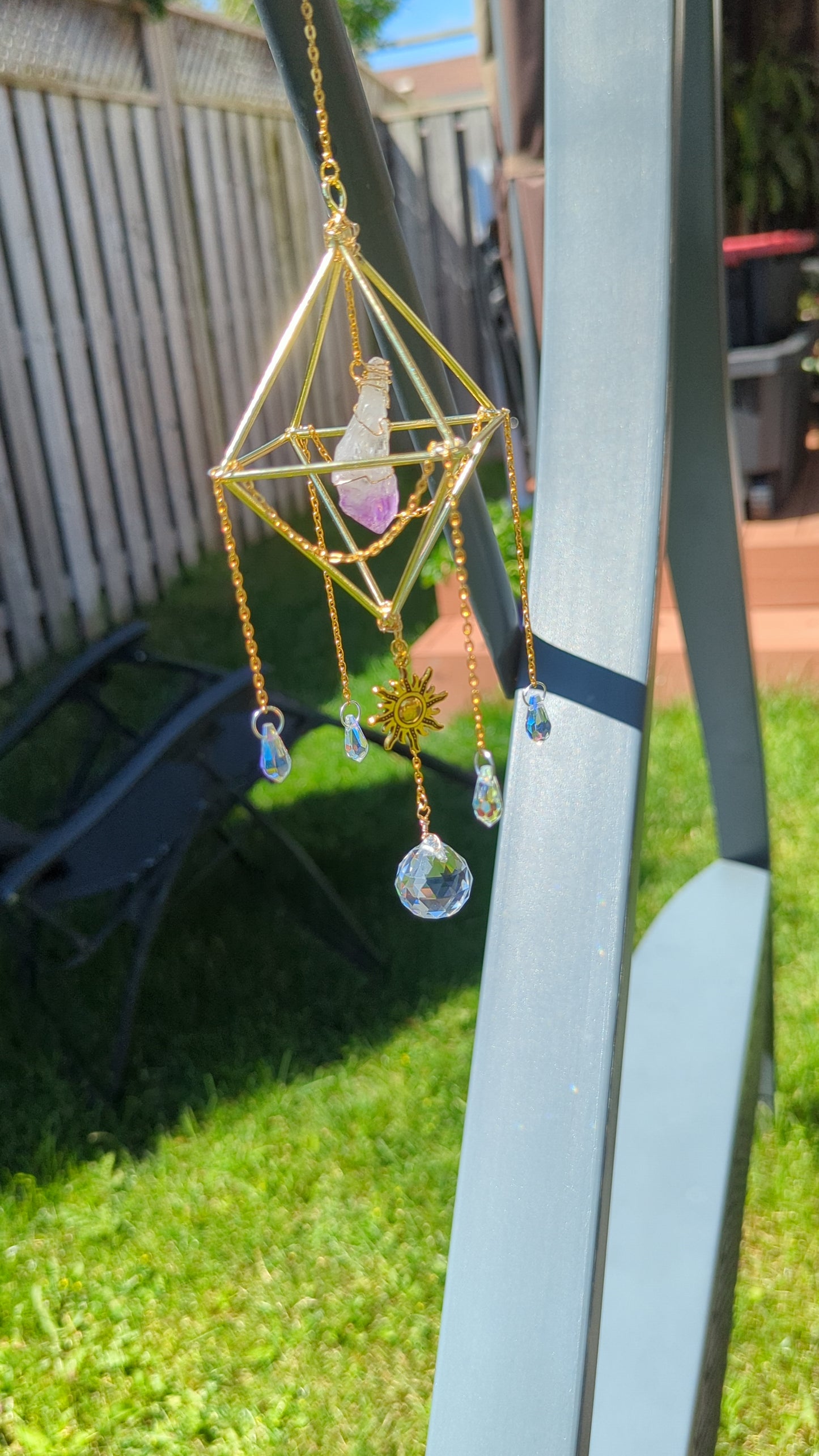 Large Crystal Suncatcher || Custom Suncatcher || Wire Wrapped Crystal Suncatcher || Boho || Genuine Crystals|| Healing Décor || Inspired Vibrations