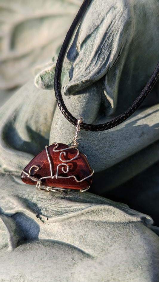 Red Tiger's Eye Pendant | Silver Wire Wrapped Necklaces | Crystal Necklace | Healing Jewelry |