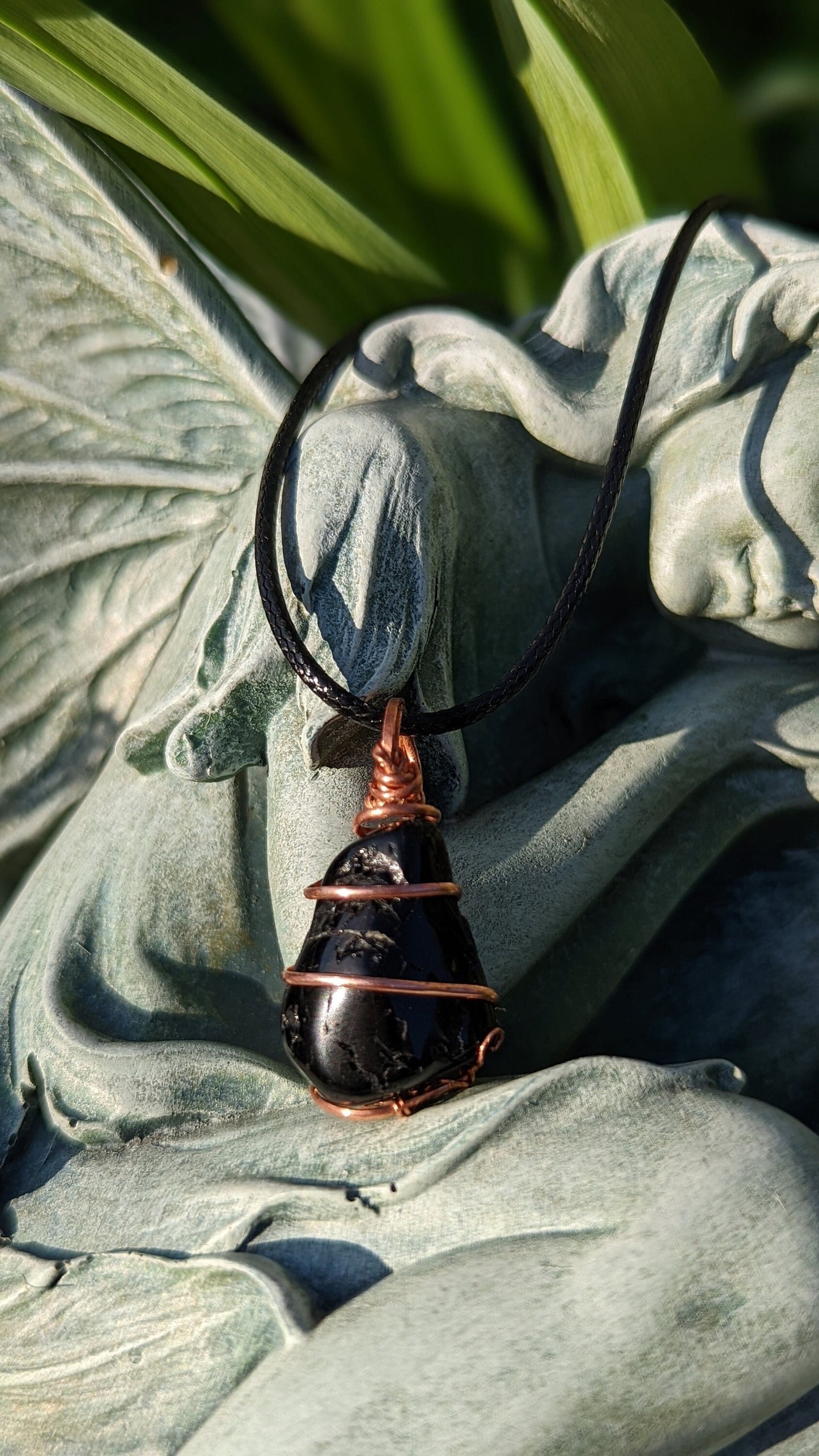 Shungite Pendant | Copper Wire Wrapped Necklaces | Crystal Necklace | Healing Jewelry |