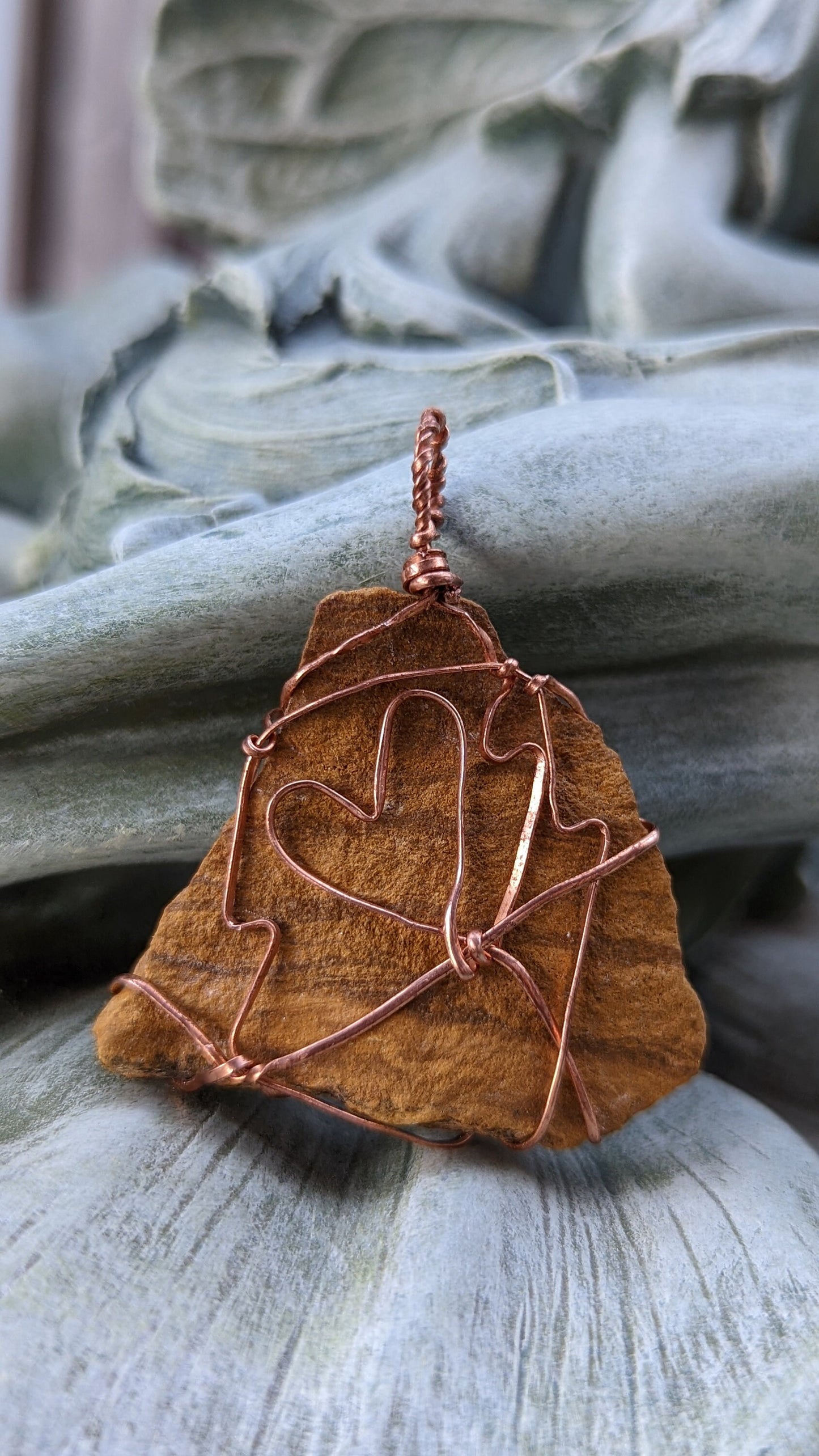 Tiger's Eye Flat Pendant | Copper Wire Wrapped Necklaces | Crystal Necklace | Healing Jewelry |