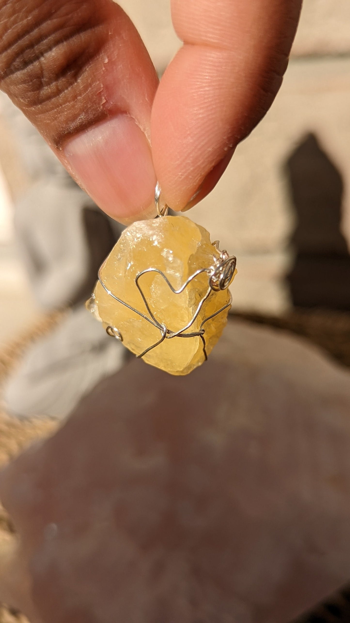 Citrine Pendant | Silver Wire Wrapped Necklaces | Crystal Necklace | Healing Jewelry |