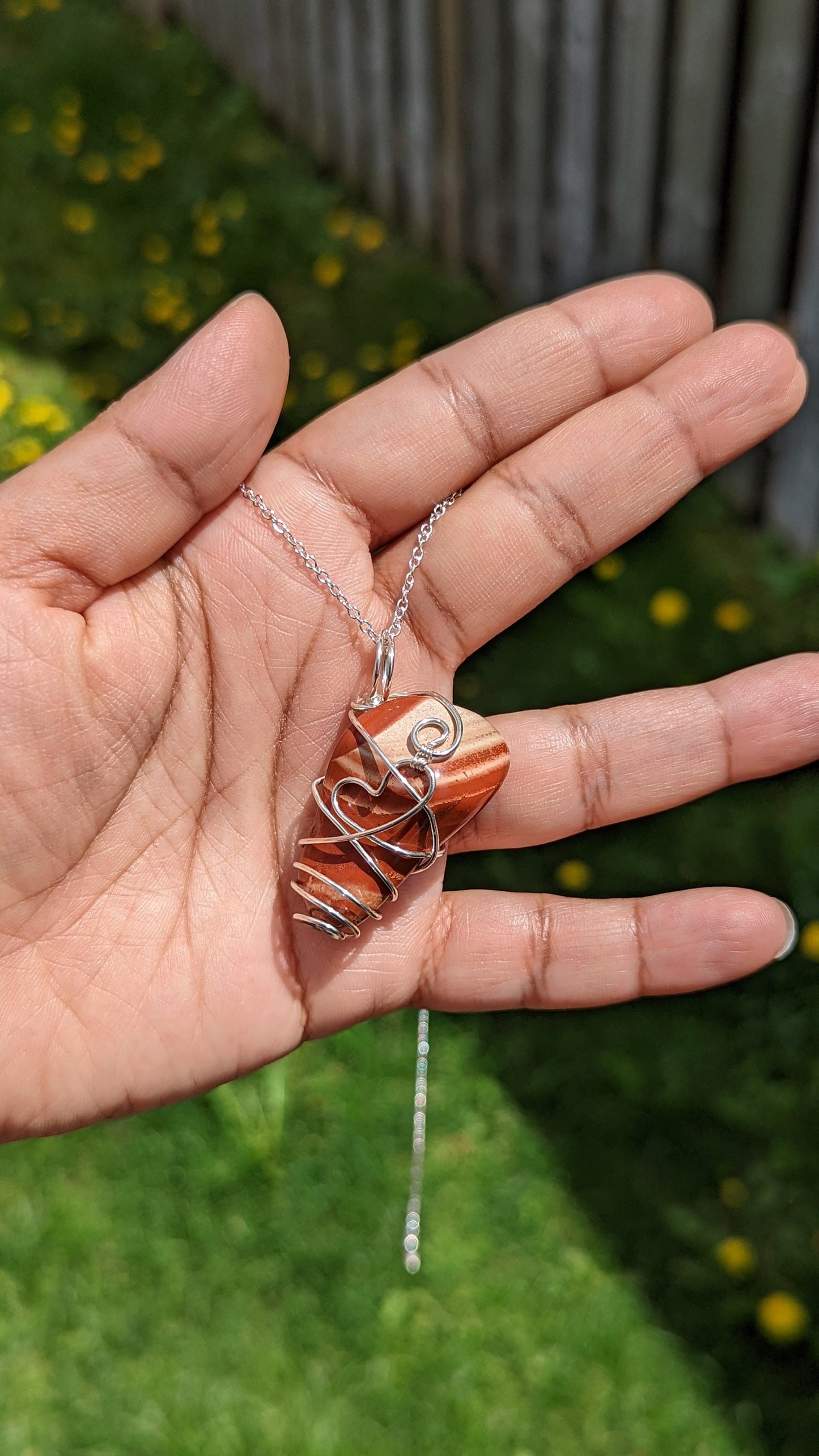 Red Jasper Pendant | Silver Wire Wrapped Necklaces | Crystal Necklace | Healing Jewelry |