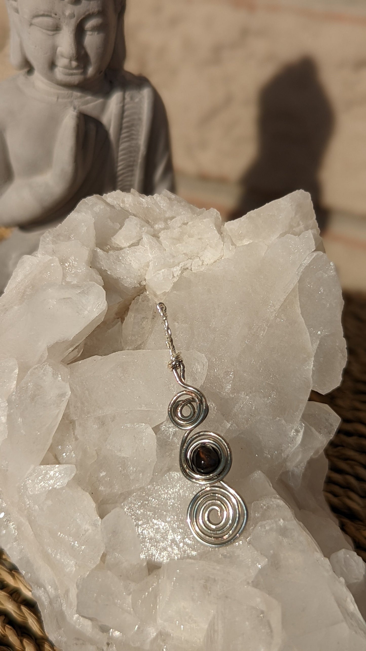 Black Onyx Abstract Pendant | Silver Wire Wrapped Necklaces | Crystal Necklace | Healing Jewelry |