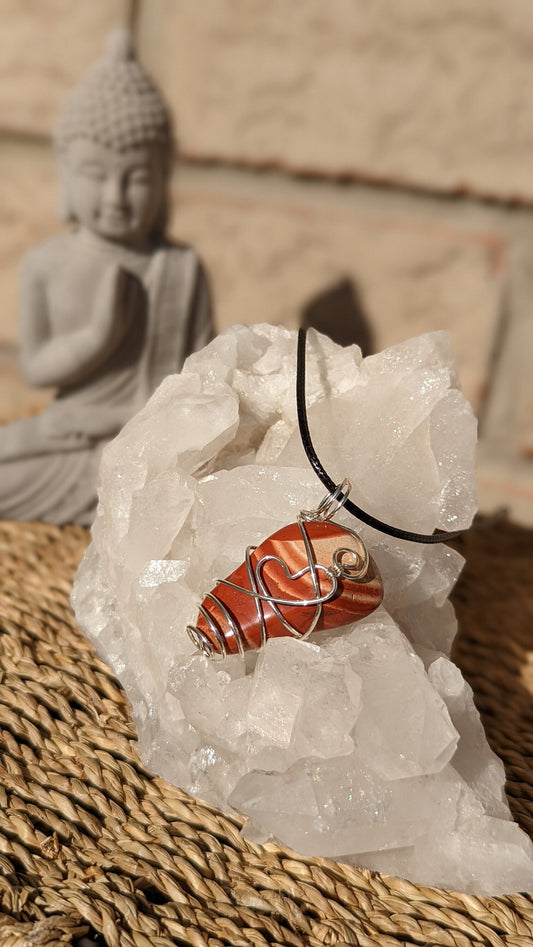 Red Jasper Pendant | Silver Wire Wrapped Necklaces | Crystal Necklace | Healing Jewelry |