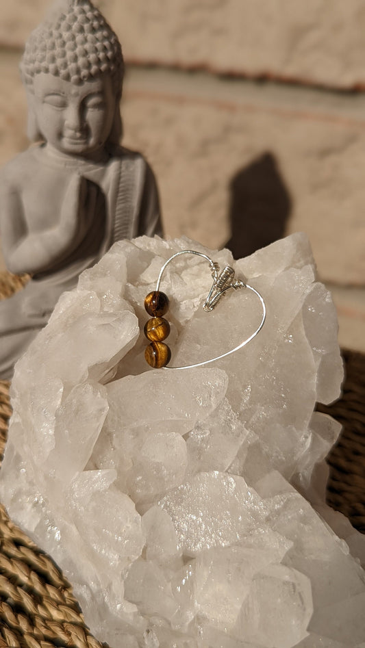 Tiger's Eye Heart Pendant | Silver Wire Wrapped Necklaces | Crystal Necklace | Healing Jewelry |