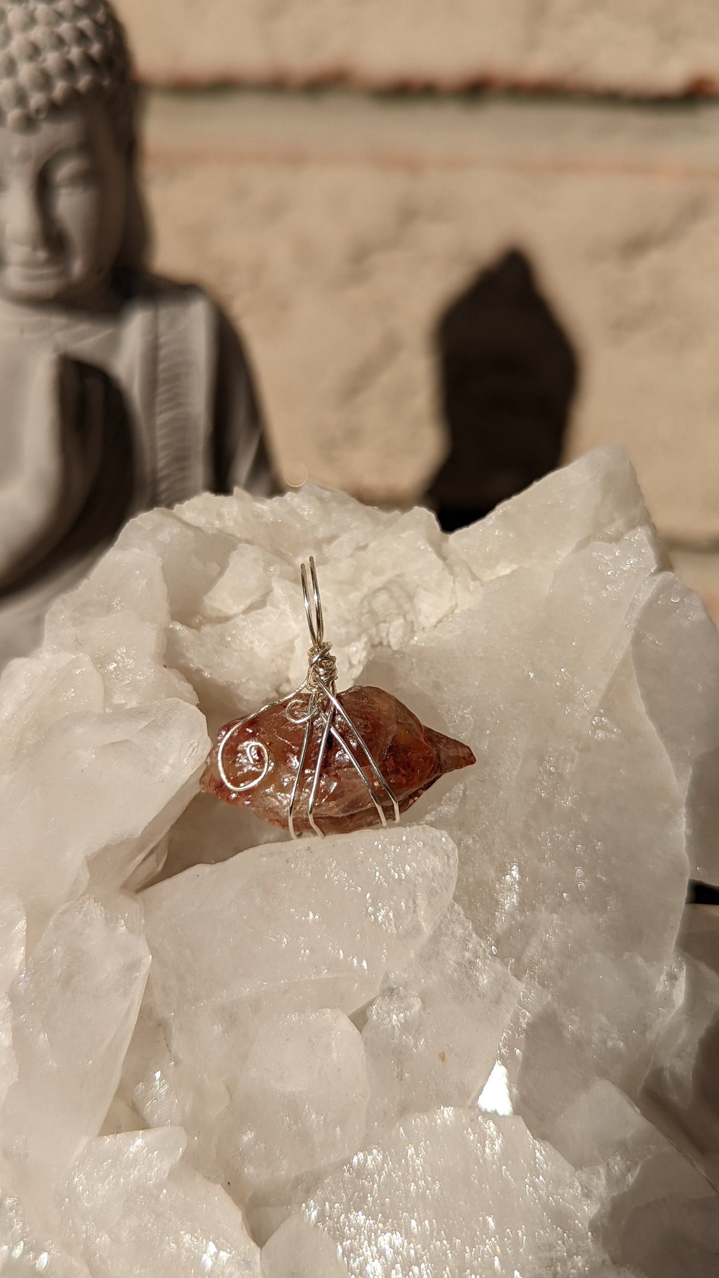 Citrine Pendant | Silver Wire Wrapped Necklaces | Crystal Necklace | Healing Jewelry |