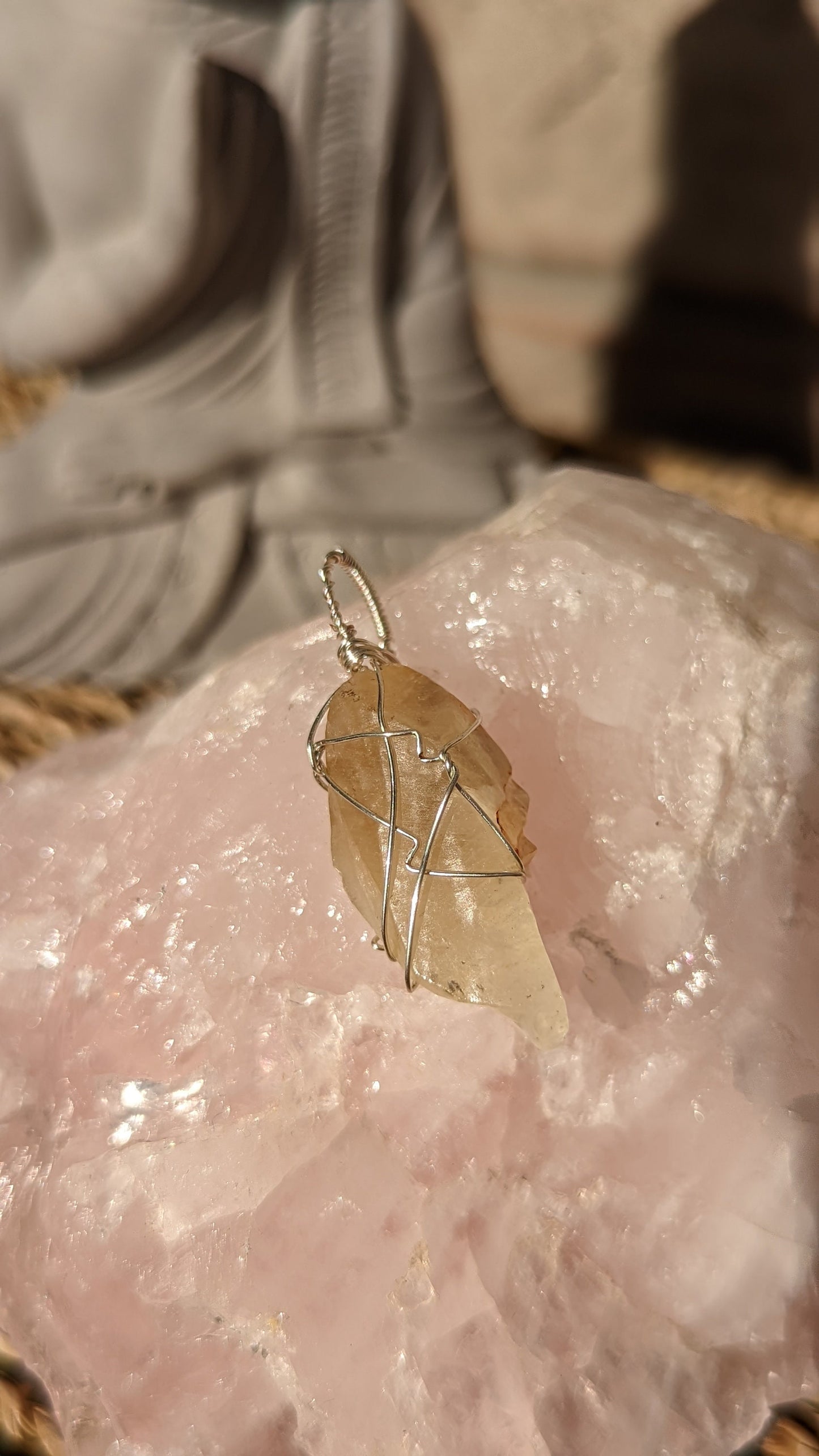 Citrine Pendant | Silver Wire Wrapped Necklaces | Crystal Necklace | Healing Jewelry |