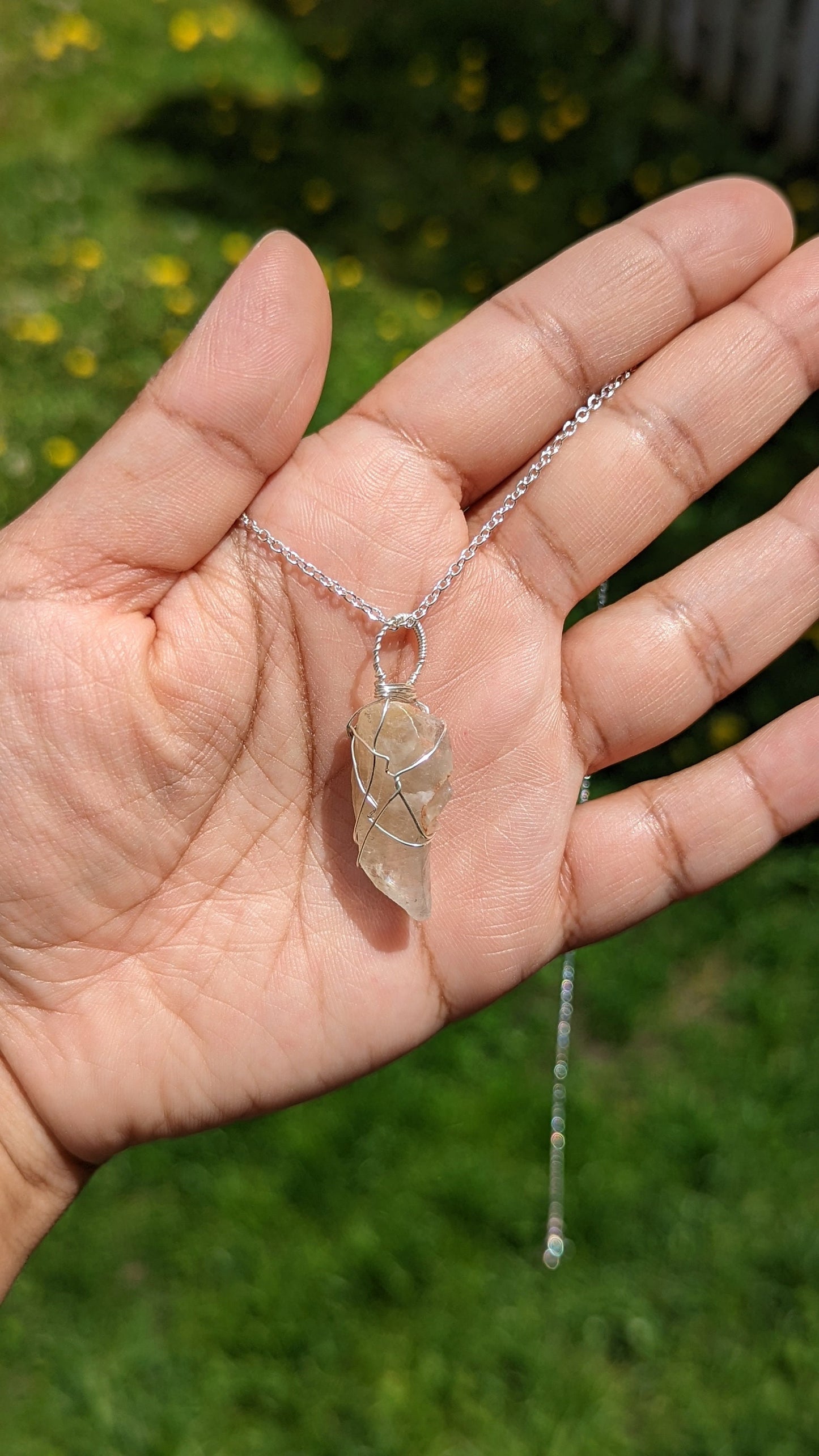 Citrine Pendant | Silver Wire Wrapped Necklaces | Crystal Necklace | Healing Jewelry |